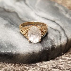 10K Gold Milky Single Gem Ring Size 5